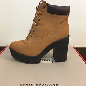 Faux Timberland Block Heel Booties